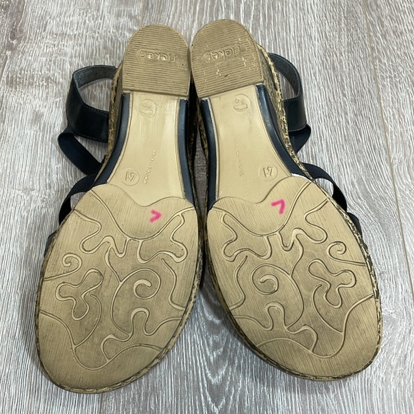 Rieker Antistress Black Leather Strappy Wedge Sandal Zipper Rosette 41 (US 9) - Picture 10 of 16